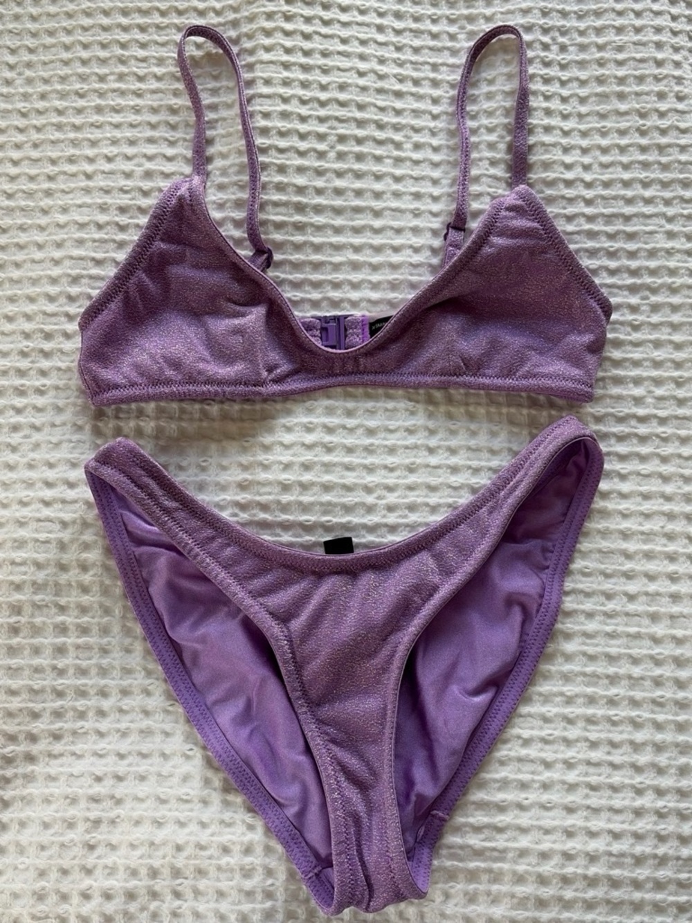 triangl purple sparkly bikini set triangle/scoop top